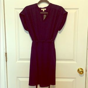 Navy Short Sleeved Tie Dress